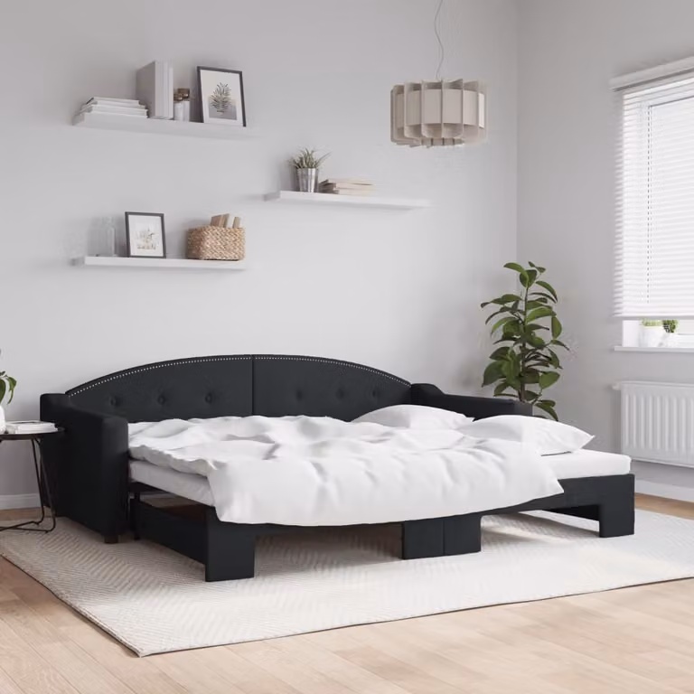 Maison Exclusive - Divano letto estraibile nero 90x200 cm in tessuto