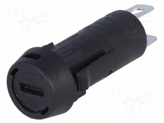 1 presa per fusibili cilindrici da 10A, dimensioni 5x20mm, per montaggio su pannello 3101.0031, contenitore per fusibili