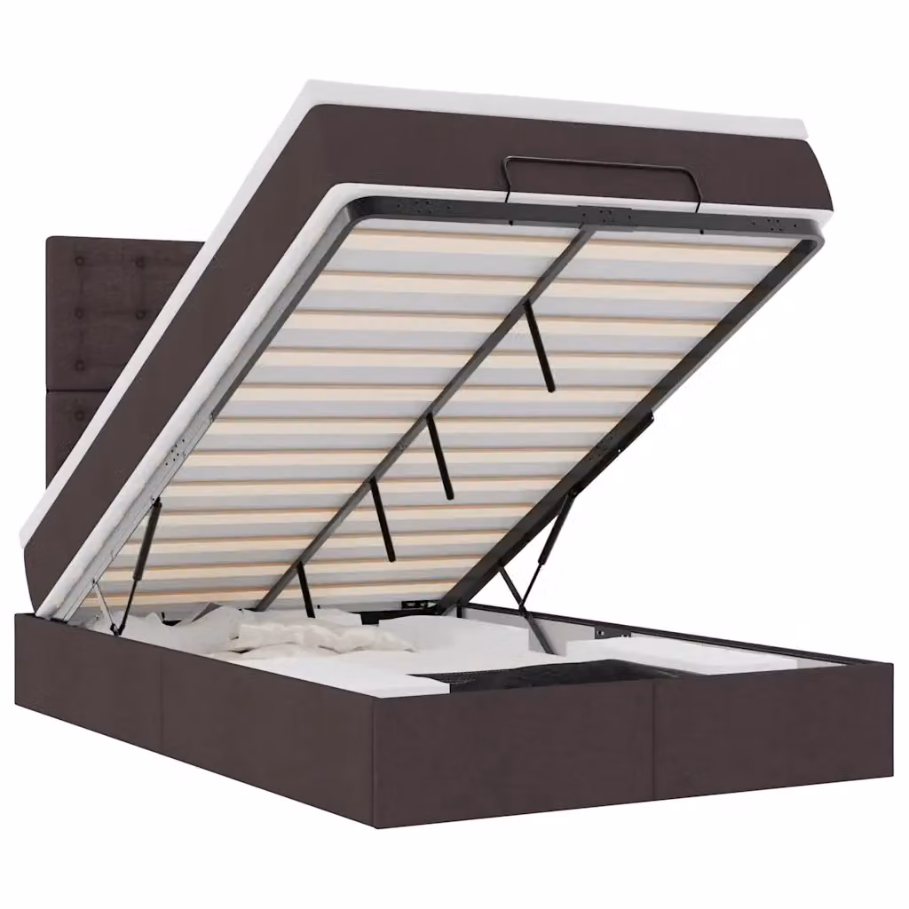 Letto con contenitore a sollevamento e materasso vidaXL in tessuto con illuminazione sottostante e porta USB, L/P/H: 200 x 120 x 280 cm – 2