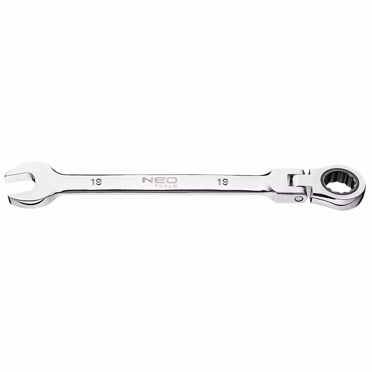 NEO TOOLS Chiave aperta con snodo e cricchetto 19 x 250 mm