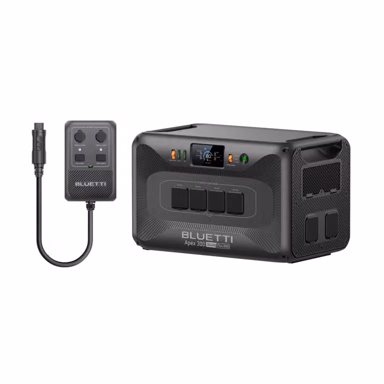 Generatore solare BLUETTI Apex 300 con Hub D1, batteria LFP da 2764,8 Wh con 4 uscite CA da 3840 W, connessioni CC ottimizzate per camper, ideale per il campeggio e i camper