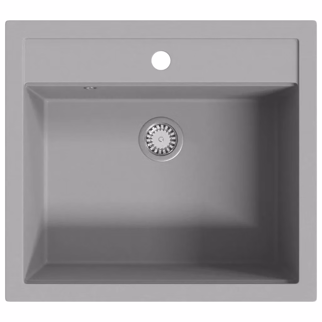 Lavello da cucina in granito grigio vidaXL L/P/H: 56,5 x 42,1 x 30,6 cm – 2