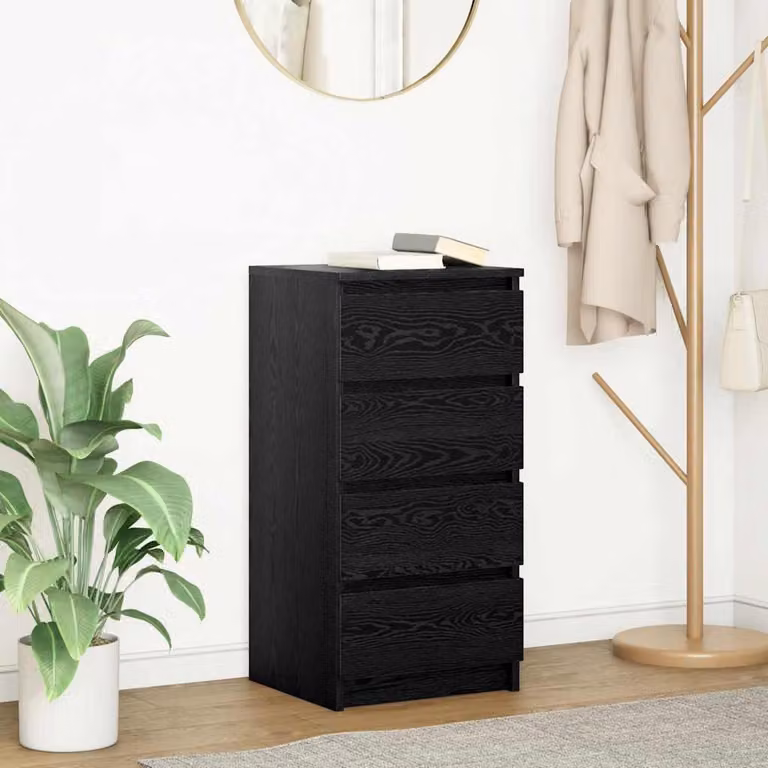 Credenza moderna vidaXL in legno multistrato e MDF, colore nero, L 37,5 cm x P 35 cm x H 76 cm