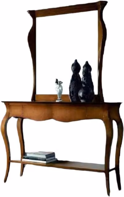 Consolle sagomata con 3 cassetti in legno massello Mobili 2G colore noce L 135 cm, P 46 cm, H 100 cm – 4
