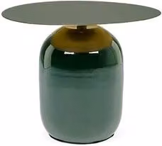 Tavolino rotondo Bizzotto NALIMA in vetro verde con base centrale moderna