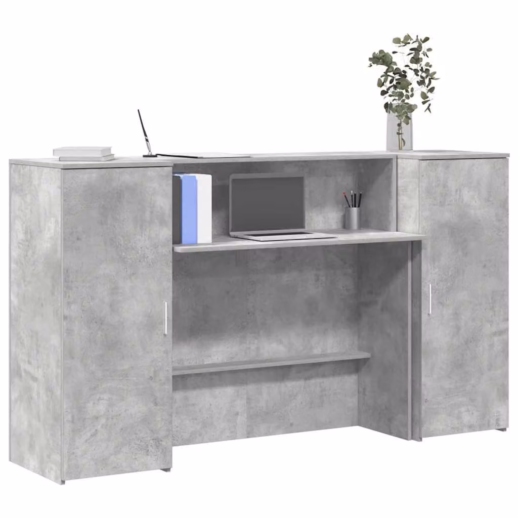 vidaXL Banco Reception Moderno Grigio Cemento in MDF e Legno Multistrato L: 180 cm, P: 50 cm, H: 103,5 cm