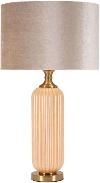 Lampada da Tavolo Perly GIORDANOSHOP in Vetro, Metallo e Tessuto Beige e Oro, Ø 35,5 x H 64 cm – 1