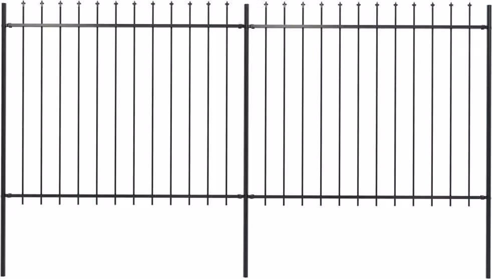 Recinzione da Giardino con Punta a Lancia in Acciaio 359x150 cm Nero