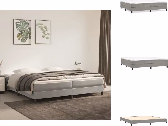 vidaXL Letto boxspring grigio chiaro 200x200 cm in velluto - Letti e strutture letto