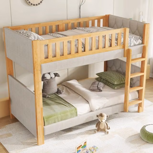 Letto a castello per bambini 90x200 cm in legno grigio e naturale HAVRYA
