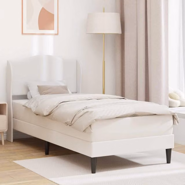 Struttura letto con testiera vidaXL in similpelle bianco, L 90 x P 200 cm