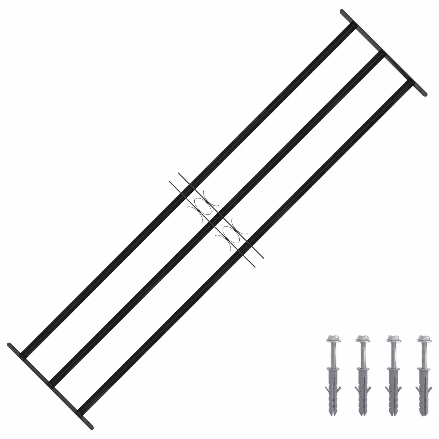 Griglia di sicurezza per finestra vidaXL in acciaio zincato nero L: 174 cm, H: 45 cm