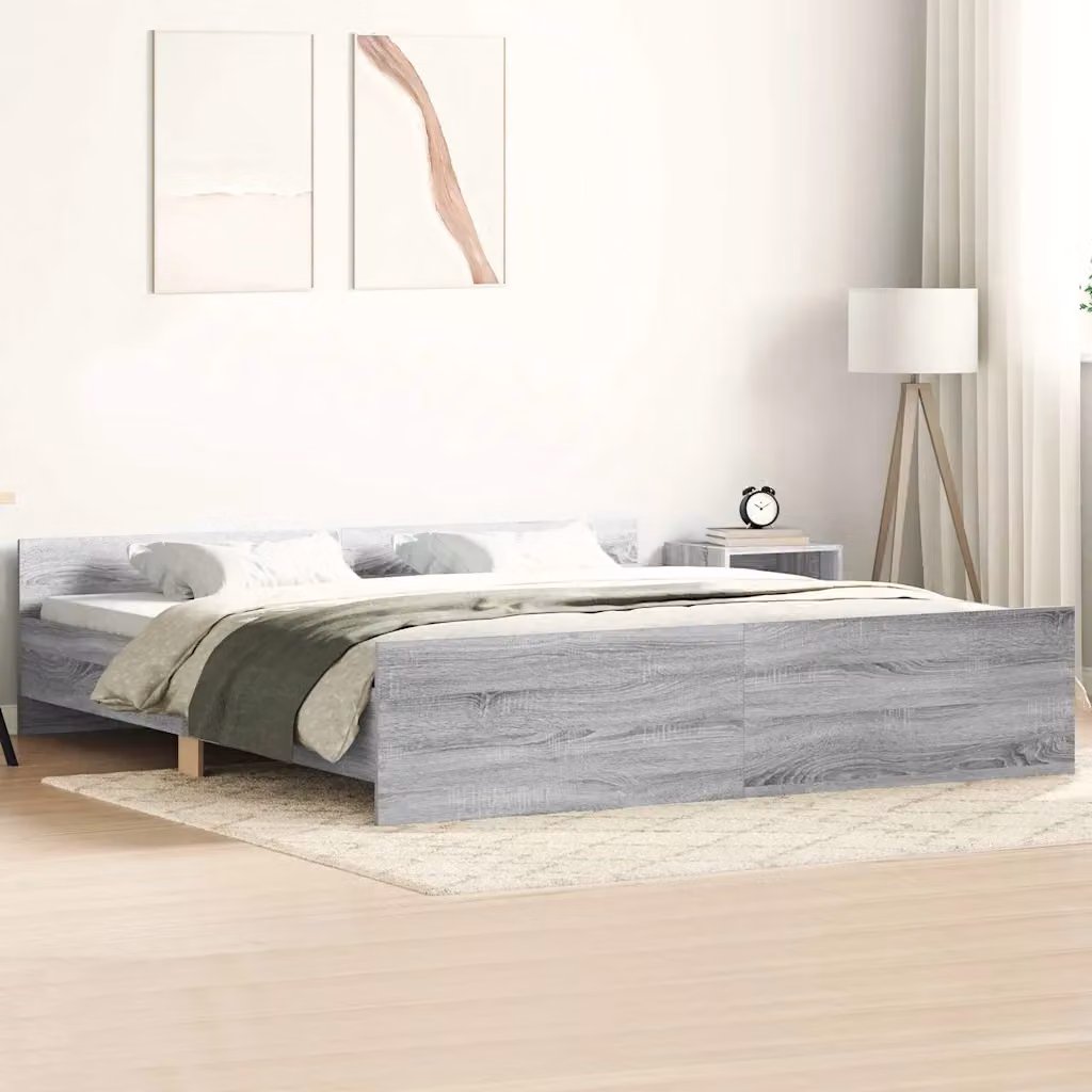 Giroletto con Testiera e Pediera vidaXL in Grigio Sonoma, L/P: 200 x 200 cm