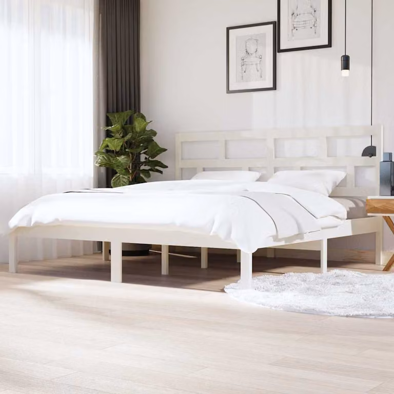 Giroletto vidaXL in legno massello di pino bianco con doghe fisse L/P: 200 x 200 cm