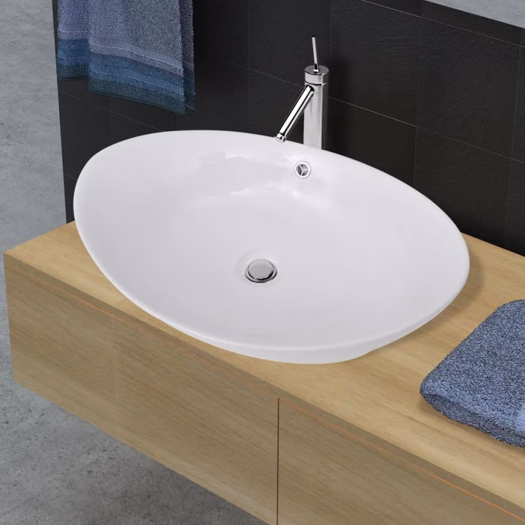 Lavabo in Vetroceramica Sfioro per lavabo in Vetroceramica Ovale 59 x 38,5 cm