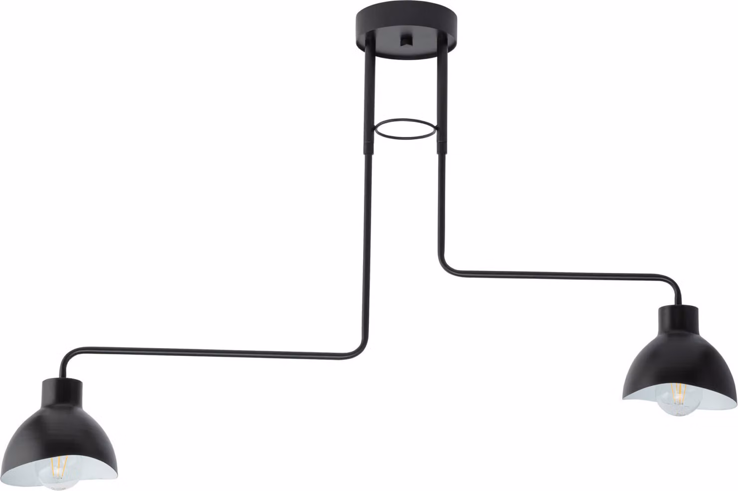 Moderna doppia lampada da soffitto nera minimalista per soggiorno Holi 2xE27 15W Sigma Lighting