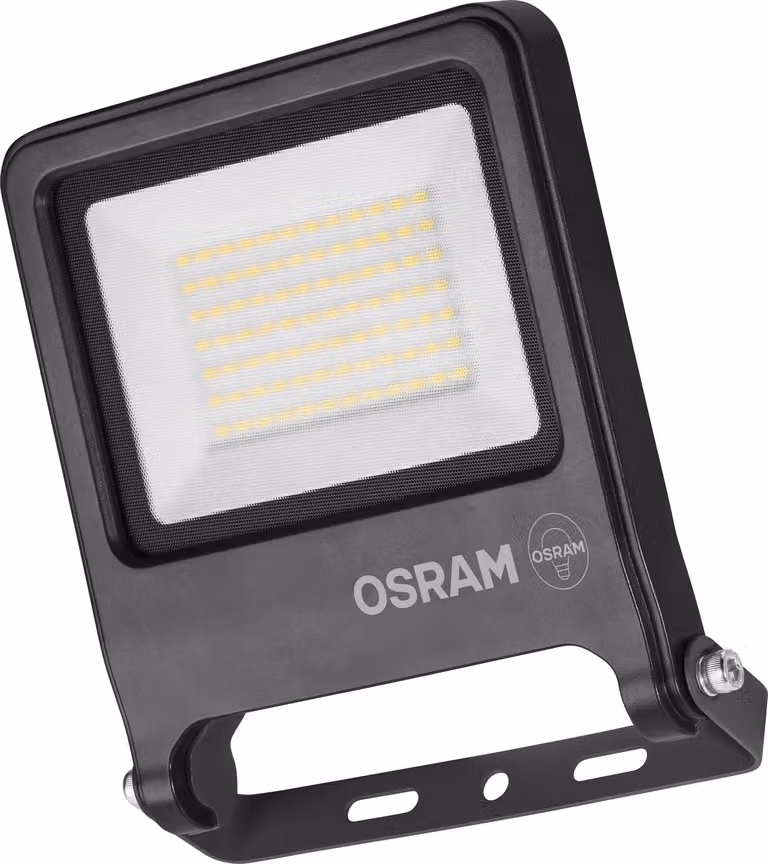 OSRAM ENDURA FLOOD PC, faretto LED da 50W, luce calda (3000K), 5000 lumen, grado di protezione IP65, alluminio resistente, efficienza di 100 lm/W, colore grigio scuro