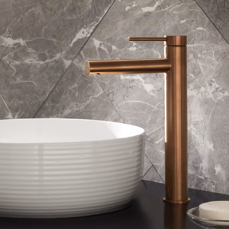 Rubinetto Miscelatore Alto per Lavabo Monoforo - Rame Satinato - Otto