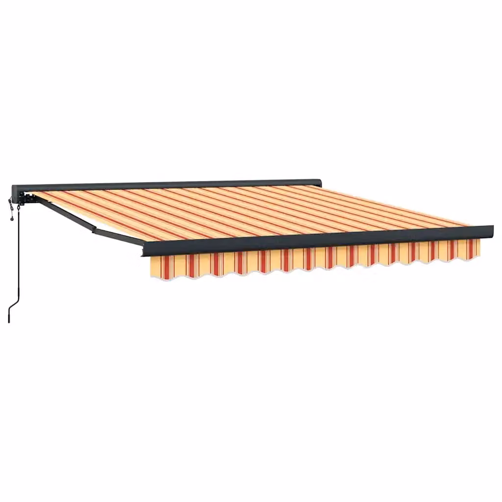 Tenda retrattile motorizzata VIDAXL in alluminio e poliestere, colori giallo, bianco e nero, con bracci pieghevoli, montaggio a parete – 2