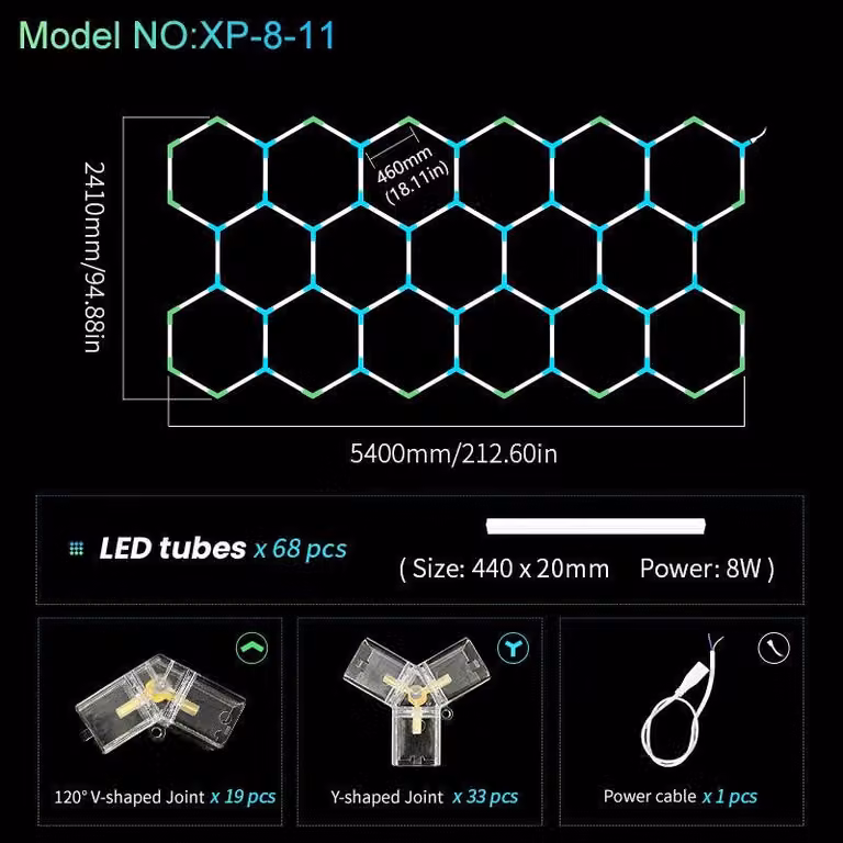 Lampada a LED esagonale per garage – Lampada a soffitto – Illuminazione industriale – Illuminazione per officina