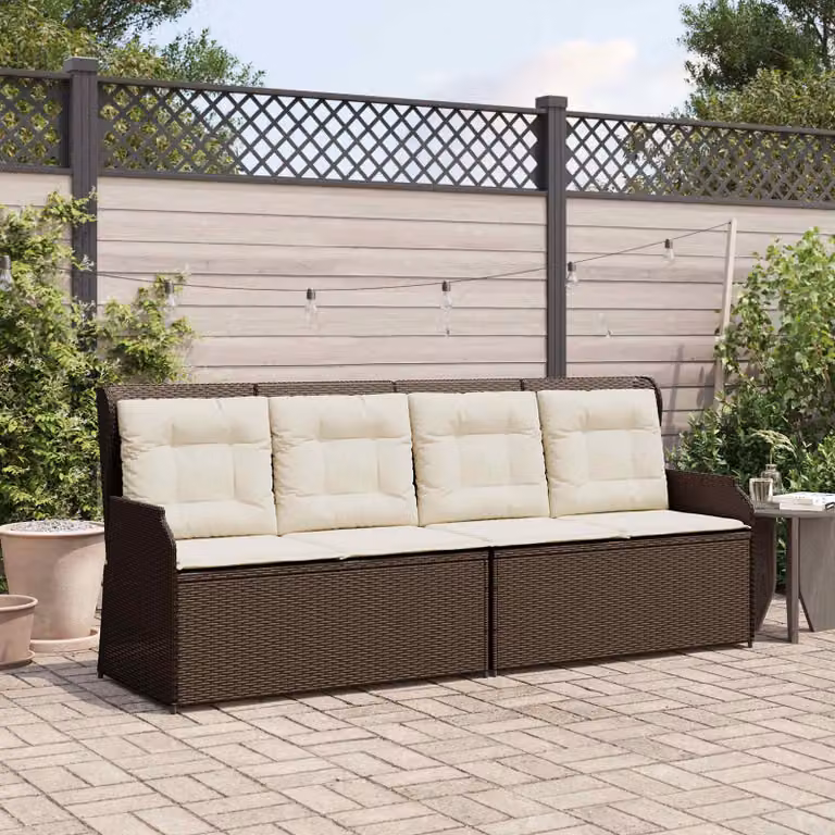 Panchina da giardino moderna vidaXL in rattan e metallo marrone con braccioli