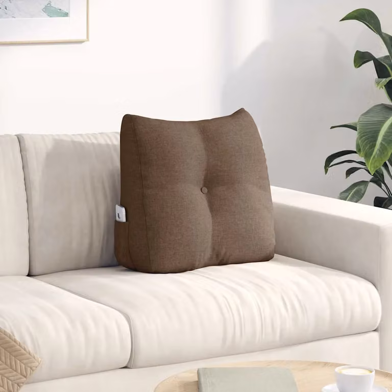 Cuscino per schiena ergonomico vidaXL marrone con rivestimento rimovibile in poliestere L 45 cm x P 24 cm x H 50 cm