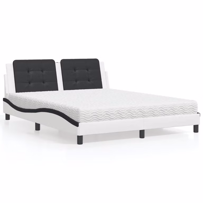 Letto con Materasso Zadar vidaXL in Similpelle Bianco e Nero L/P/H: 160 x 200 cm