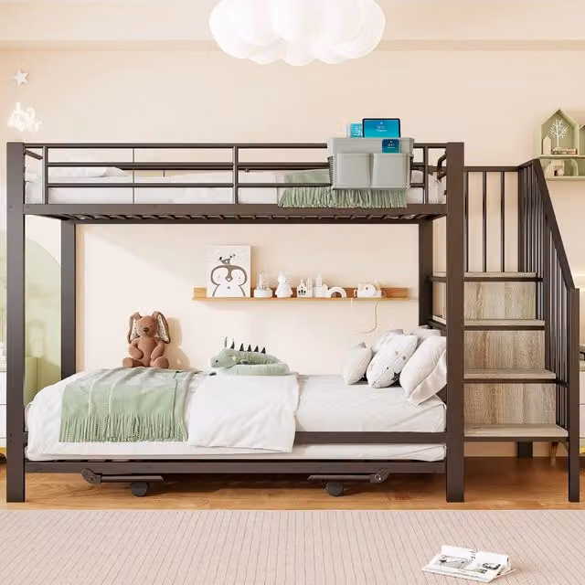 letto a castello metallo nero 95.5 x 255 cm