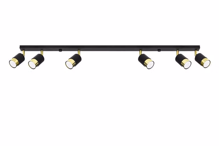 Lampada da soffitto NERO 6 nero/oro 6xGU10 10W acciaio 18x5x117cm Sollux Lighting