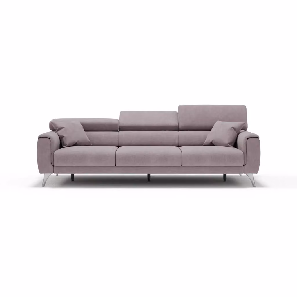 Divano Caravaggio Divani.Store con 3 sedute allungabili indipendenti e poggiatesta reclinabili in tessuto impermeabile rosa L: 244 cm – 2