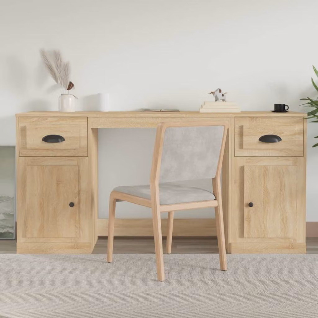The Living Store Scrivania con contenitore in legno rovere Sonoma