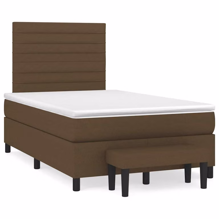 vidaXL Letto Ibrido con Giroletto a Molle e Materasso in Tessuto Marrone e Bianco L/P/H: 120 x 200 x 193 cm