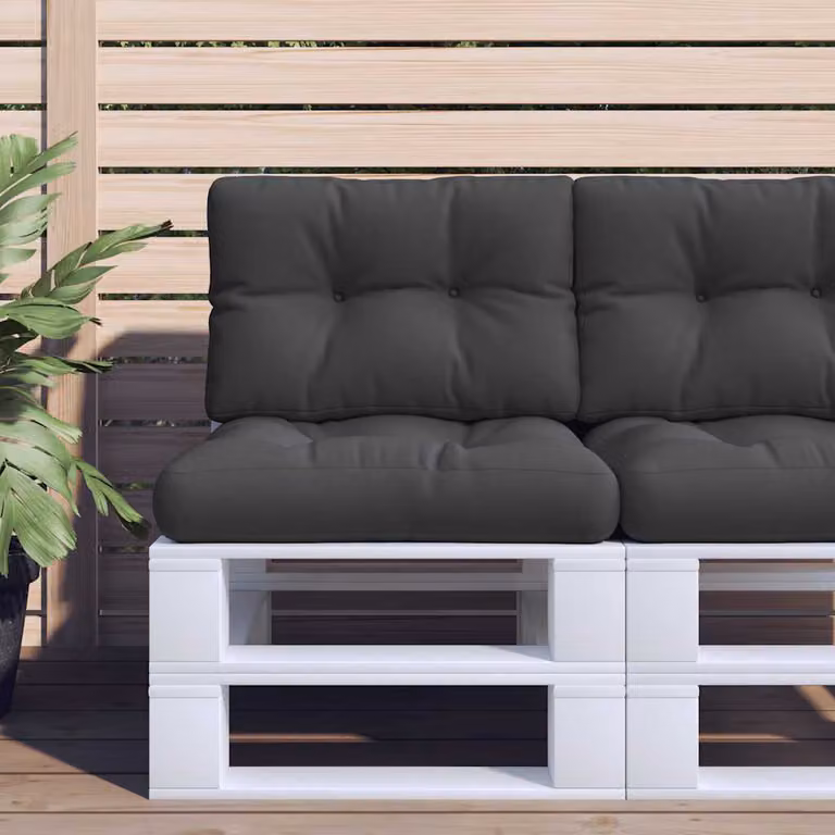 Set di 2 cuscini per pallet vidaXL neri in poliestere resistente all'acqua e ai raggi UV, L/P/H: 60 x 40 x 12 cm