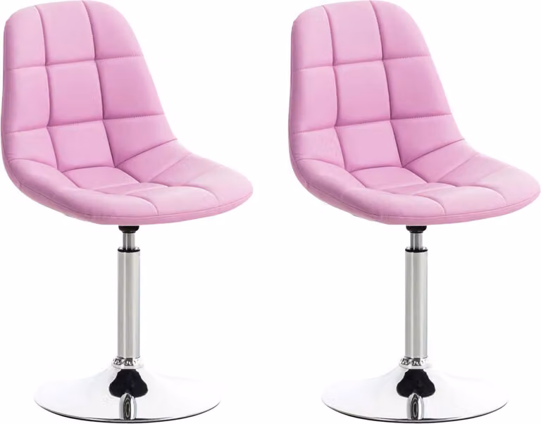 Set da 2 poltrone da salotto CLP Emil con seduta in ecopelle rosa trapuntata
