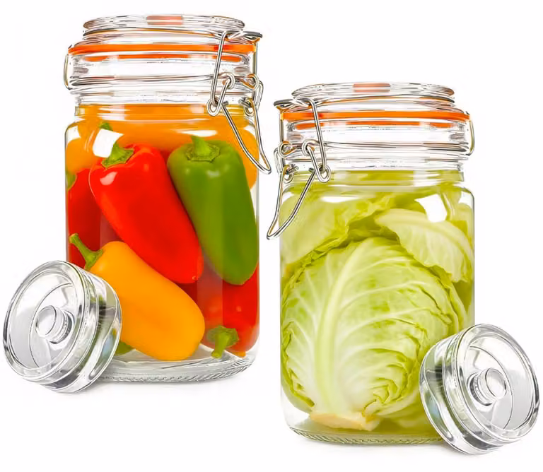 Set per fermentazione: 2 contenitori in vetro da 1,5 litri con coperchio e peso