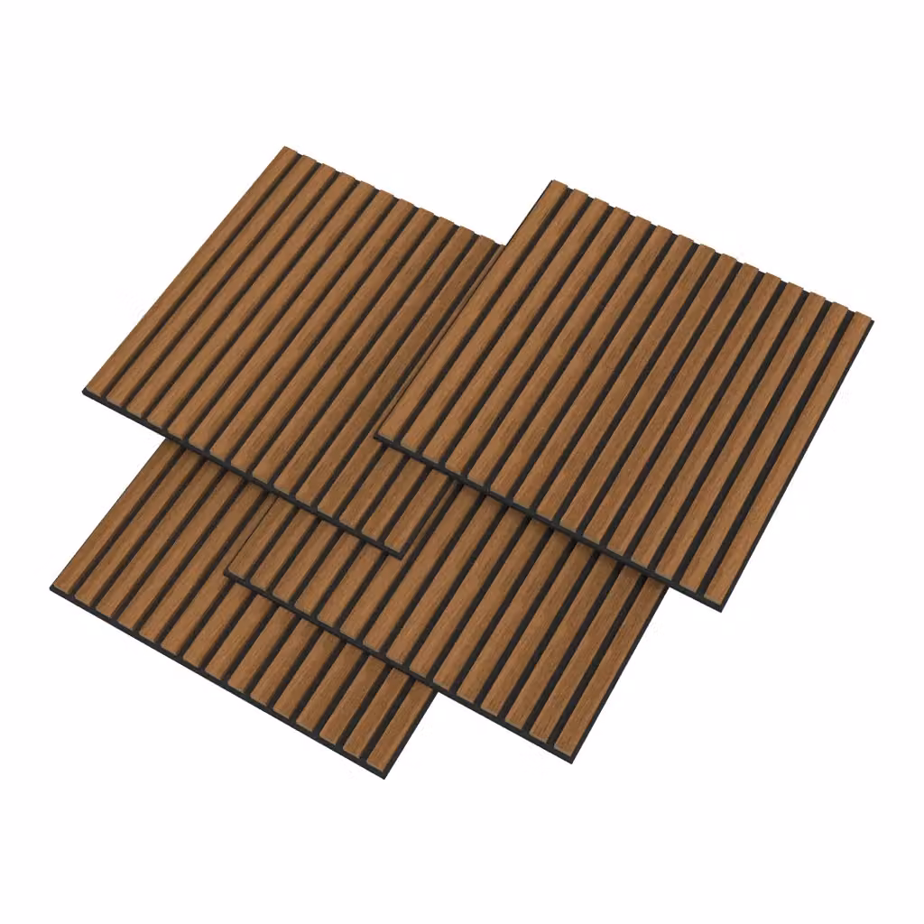 Set di 12 Pannelli Murali 3D Fonoassorbenti NEU.HOLZ con Listelli Dritti Effetto Legno Teak, Colore Marrone, L/P/H: 60 x 60 x 60 cm, Copertura 4,32 m² – 2