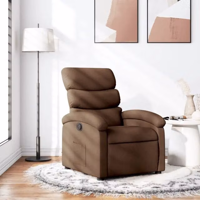 Poltrona Reclinabile Relax vidaXL in Tessuto Marrone con Braccioli e Reclinazione Manuale