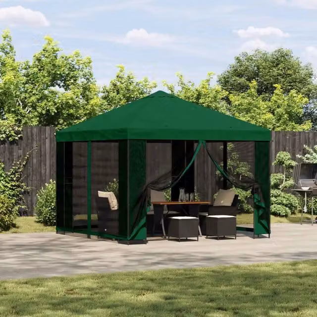 Gazebo 3 x 3 m Verde Poliestere e Acciaio 190 gsm 900329