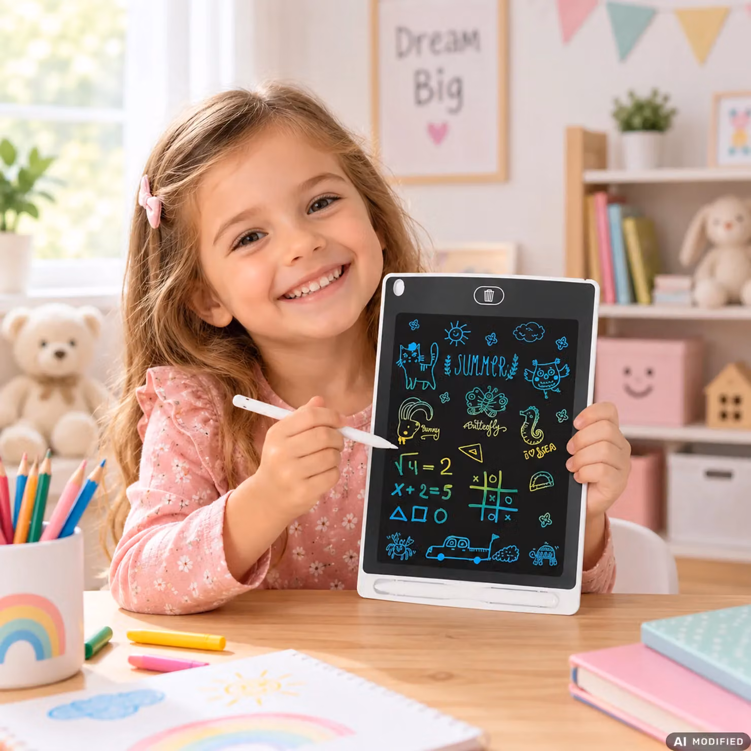 TU GIOCHI Rainbow Pad Lavagnetta Magica LCD 10 Pollici Multicolore con Penna per Disegnare e Colorare per Bambini dai 3 Anni in su – 2
