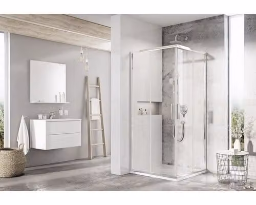 Cabina doccia con ingresso ad angolo RAVAK BLSRV2-80 alluminio lucido+trasparente
