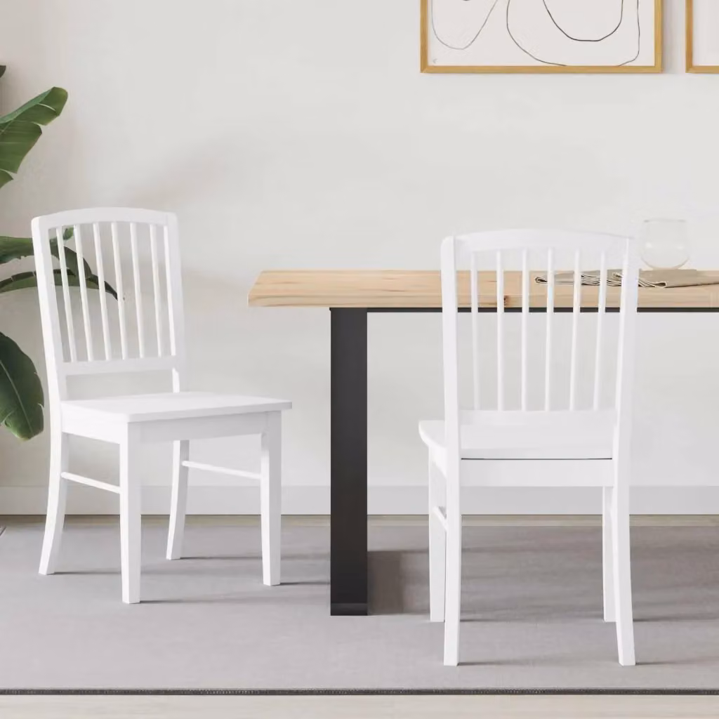 Set di 2 sedie da pranzo moderne in legno bianco per cucina e soggiorno L: 50 cm, P: 52,5 cm, H: 91 cm – 2
