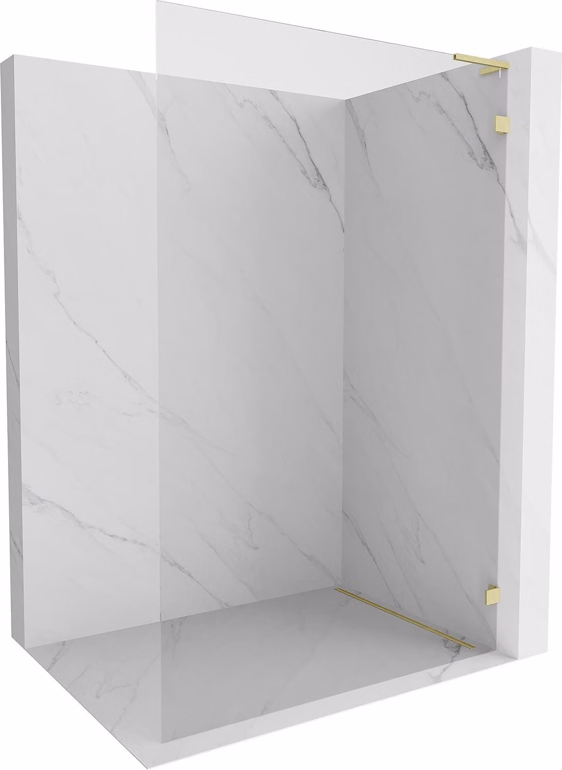 Mexen Lunar L parete doccia Walk-in destra 100 x 200 cm, trasparente 8 mm, oro spazzolato - 830L-100-000-55-00-P