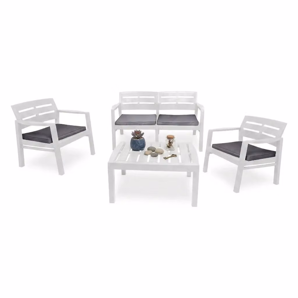 Set Salotto da Esterno 4 Posti Arti Bianco Moderno per Giardino e Terrazza – 2