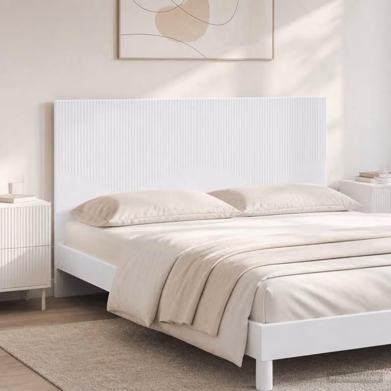 Testiera da muro vidaXL HOORN bianca in legno ingegnerizzato con ripiano integrato L: 160 cm, H: 50 cm, P: 14 cm