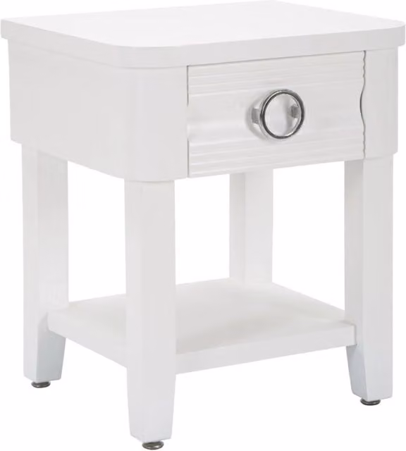 Comodino Shine Vikasa Home bianco e argento in legno e metallo