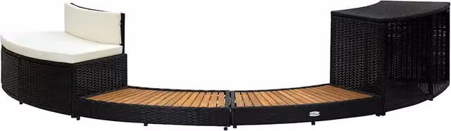 Bordo Spa Nero in Polyrattan e Legno d'Acacia CFW2707002