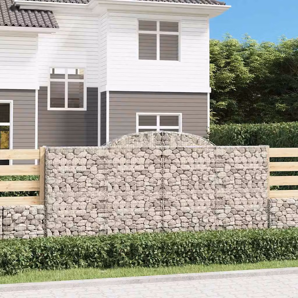 Cesto Gabbione ad Arco vidaXL in Acciaio Zincato Grigio L: 300 cm, P: 50 cm, H: 140/160 cm