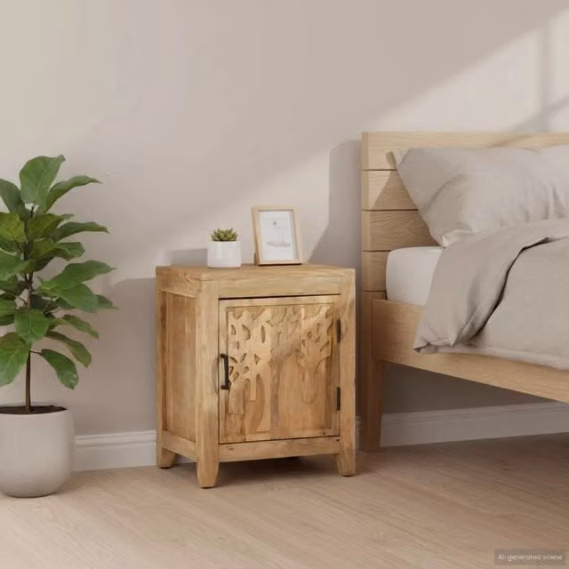 Comodino a parete vidaXL in legno di mango marrone L/P/H: 40 x 30 x 50 cm