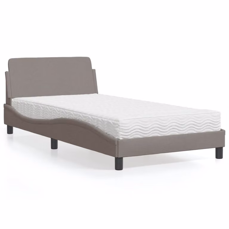 Letto con Materasso Dover vidaXL in Tessuto Tortora L: 100 cm, P: 200 cm