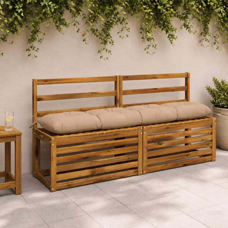 Set di 2 cuscini per panchina vidaXL VIANEN in poliestere color sabbia e grigio con imbottitura in schiuma e coperture lavabili